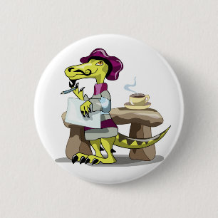 Macaron Rond 5 Cm Illustration D'Une Pensée De Poète Raptor Caricatu