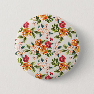 Macaron Rond 5 Cm Illustration florale chic Girly d'aquarelle de