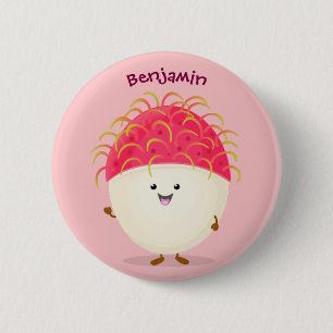 Macaron Rond 5 Cm Illustration mignon du ramboutan rose