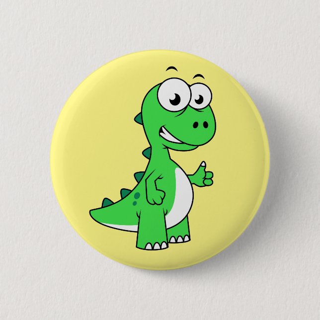 Macaron Rond 5 Cm Illustration Mignonne Du Tyrannosaurus Rex. 2 (Devant)