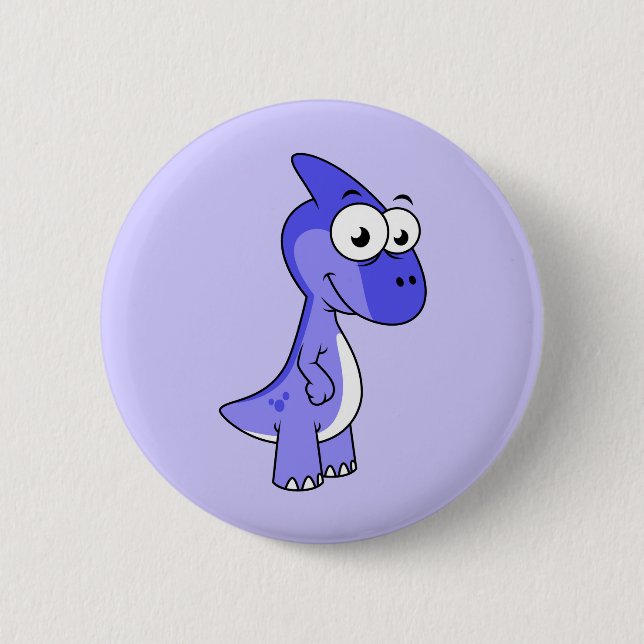 Macaron Rond 5 Cm Illustration Mignonne D'Un Parasaurolophus Dinosau (Devant)