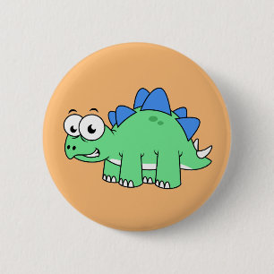 Macaron Rond 5 Cm Illustration Mignonne D'Un Stegosaurus. 2