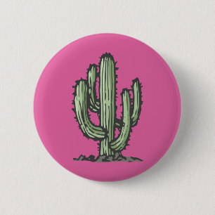 Macaron Rond 5 Cm Illustration Plante Cactus, Dessin, Rose