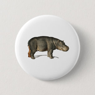 Macaron Rond 5 Cm Illustration réaliste Hippo hippopotame