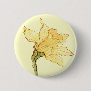 Macaron Rond 5 Cm Illustration simple de jonquille par Kate