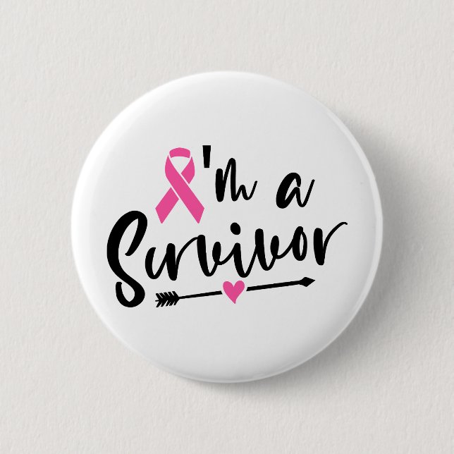 Macaron Rond 5 Cm I'm A Survivor Breast Cancer Awareness (Devant)