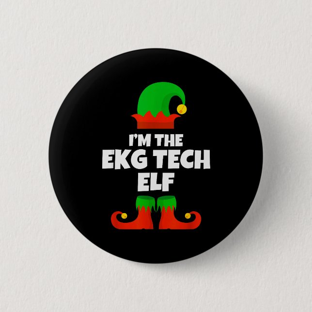 Macaron Rond 5 Cm I'm Ekg Tech Elf Family Pajama Christmas Electroca (Devant)