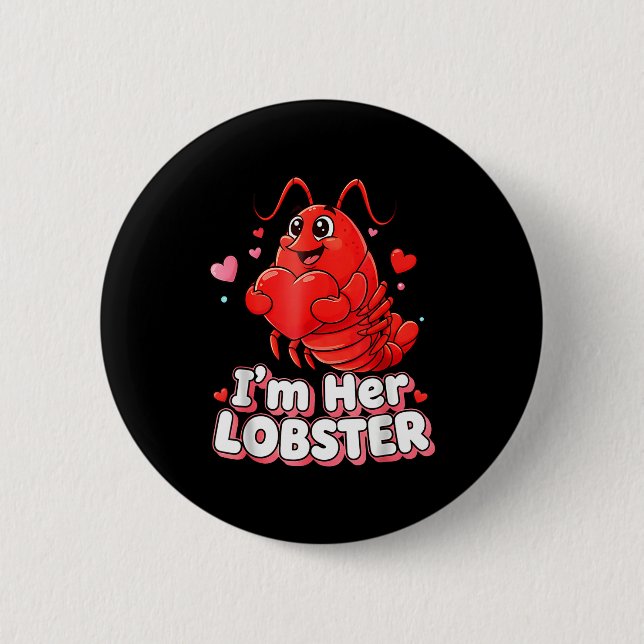 Macaron Rond 5 Cm I'm Her Lobster Matching Couple Valentine's Day Wo (Devant)