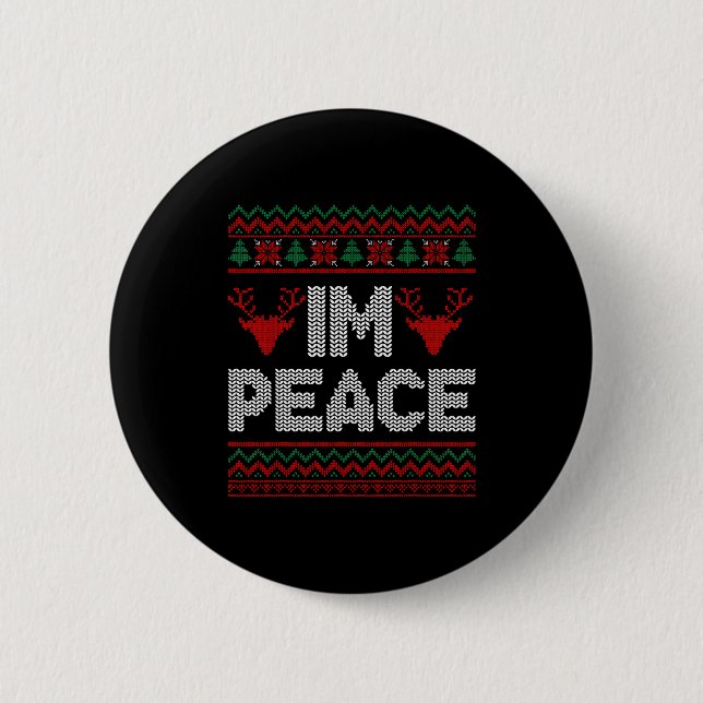 Macaron Rond 5 Cm I'm Peace Couple Matching Christmas Ugly Sweater  (Devant)