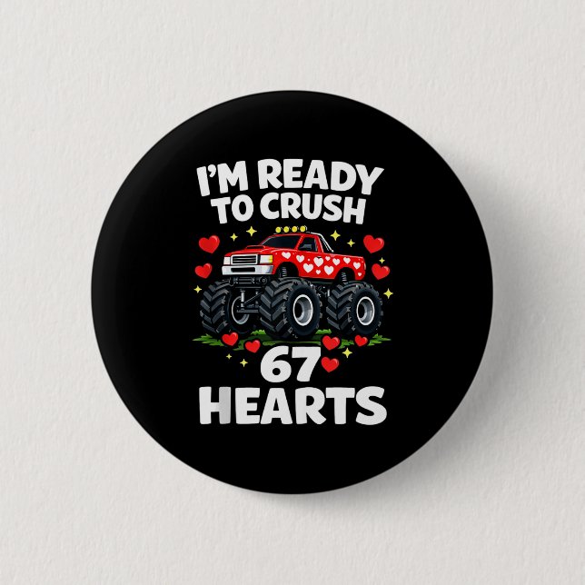 Macaron Rond 5 Cm I'm Ready To Crush 67 Hearts Truck Valentines Day  (Devant)