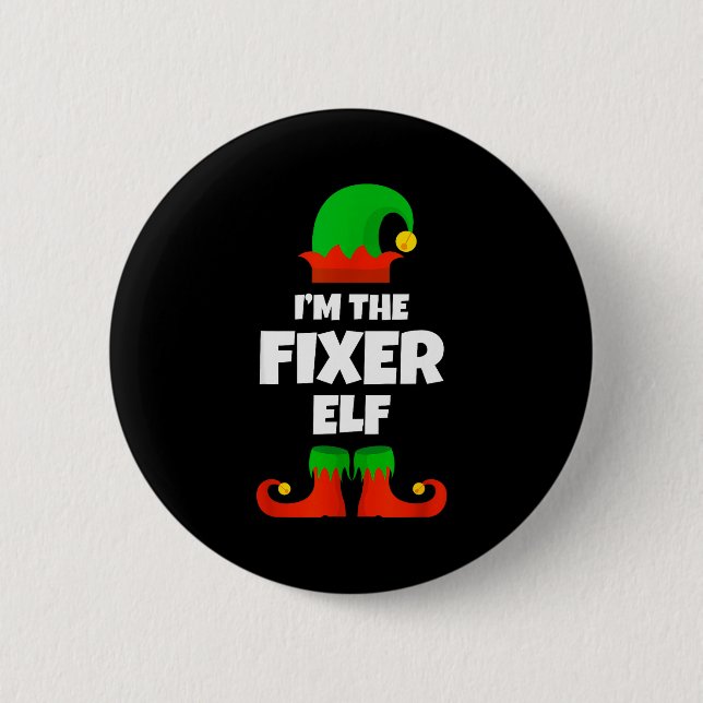 Macaron Rond 5 Cm I'm The Fixer Elf Family Pajama Christmas Funny Fi (Devant)