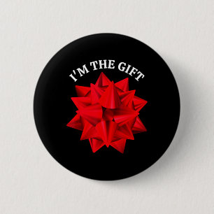 Macaron Rond 5 Cm "I'm The Gift" Surdimensionné Red Bow Fun Christma