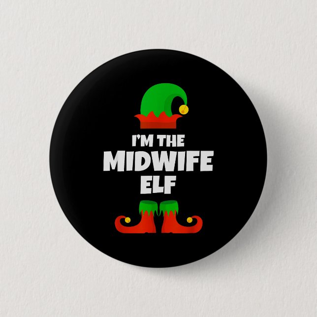Macaron Rond 5 Cm I'm The Midwife Elf Family Pajama Christmas Funny  (Devant)