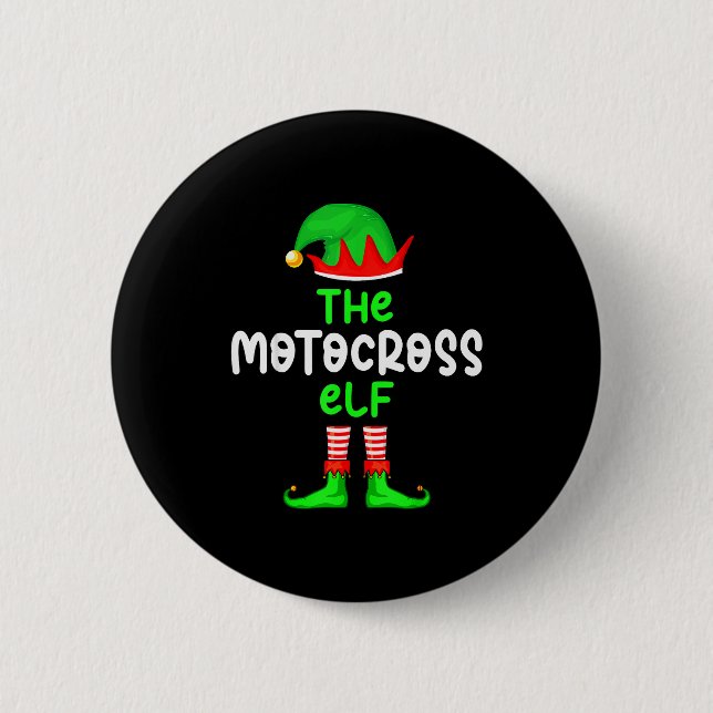 Macaron Rond 5 Cm I'm The Motocross Elf Dirt Bike Christmas Matching (Devant)