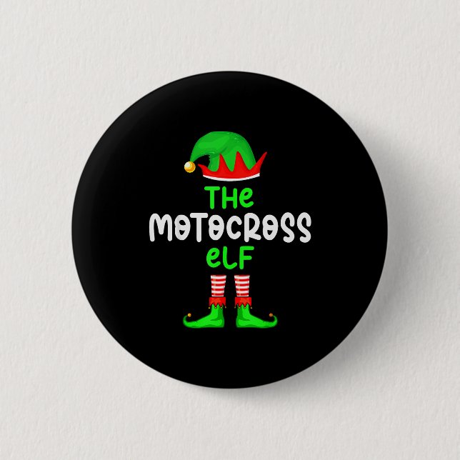 Macaron Rond 5 Cm I'm The Motocross Elf Dirt Bike Christmas Matching (Devant)