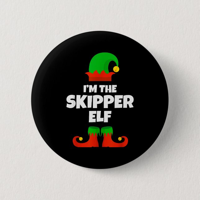 Macaron Rond 5 Cm I'm The Skipper Elf Family Pajama Christmas Funny  (Devant)
