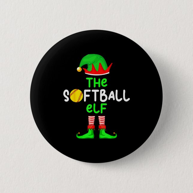 Macaron Rond 5 Cm I'm The Softball Elf Christmas Family Matching Paj (Devant)
