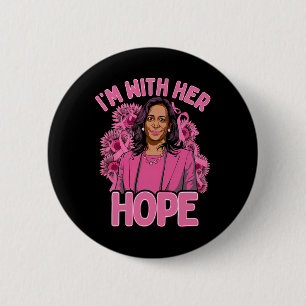 Macaron Rond 5 Cm I'm With Her Hope Kamala Harris 2024 Cancer du sei