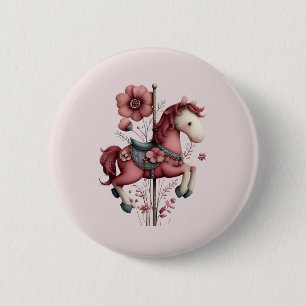 Macaron Rond 5 Cm Image de cheval de carrousel fantaisiste