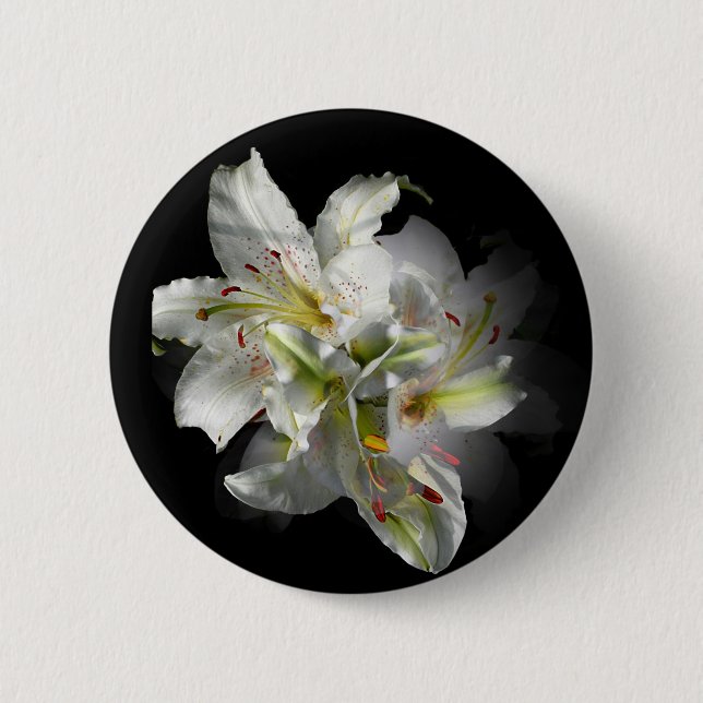 Macaron Rond 5 Cm Imaginaire blanc Lilies (Devant)