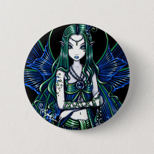 Macaron Rond 5 Cm Imaginaire féerique céleste turquoise de "Zoe"