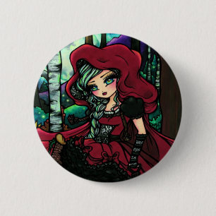 Macaron Rond 5 Cm Imaginaire rouge de fée de conte de fées de