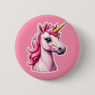 Macaron Rond 5 Cm Imaginaire Unicorne rose