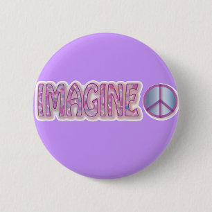 Macaron Rond 5 Cm imaginez le bouton de paix
