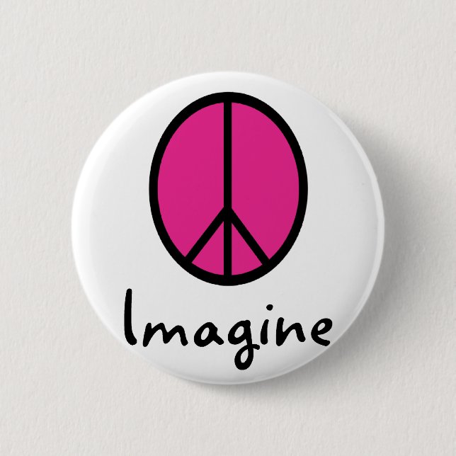 Macaron Rond 5 Cm Imaginez le symbole de PAIX ROSE (Devant)