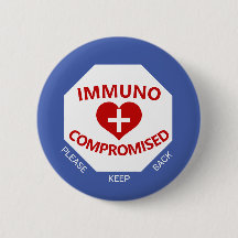 Immunocompromis - Bouton bleu et rouge