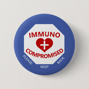 Macaron Rond 5 Cm Immunocompromis - Bouton bleu et rouge