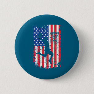 Macaron Rond 5 Cm Impression au dos basket-ball usa drapeau américai