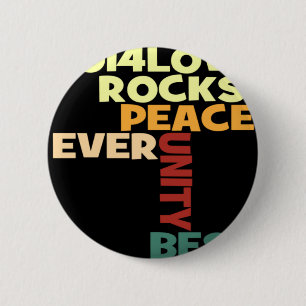 Macaron Rond 5 Cm Impression d'art 2014 Love Rocks Peace