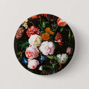 Macaron Rond 5 Cm Impression d'art botanique floral sombre et lunati