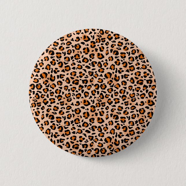 Macaron Rond 5 Cm Impression léopard orange et marron (Devant)