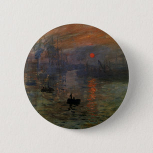 Macaron Rond 5 Cm Impression Sunrise de Claude Monet, Art Vintage