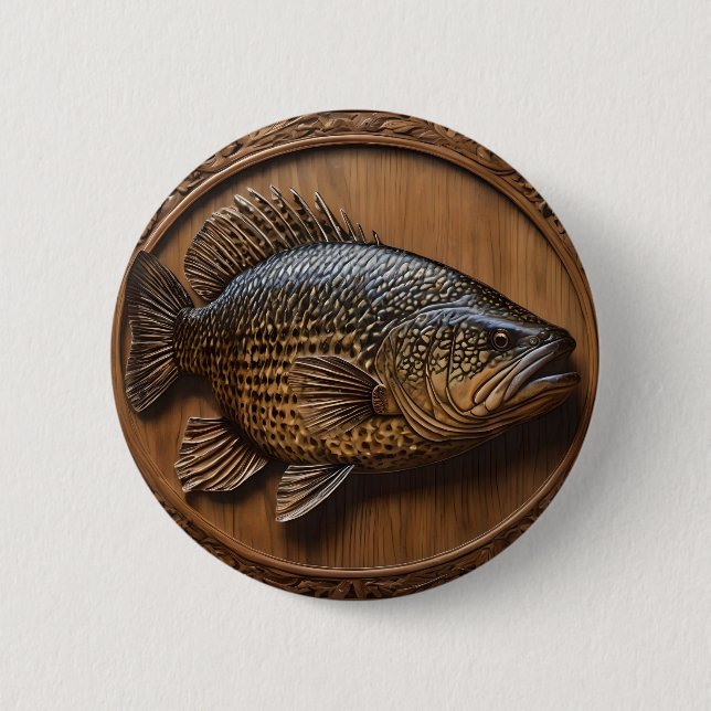 Macaron Rond 5 Cm Impression textuelle 3D Australian Murray Cod, (Devant)