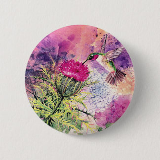 Macaron Rond 5 Cm Imprimer l'art du chardon pourpre