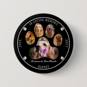 Macaron Rond 5 Cm In Love Memory Photo Pet Memorial - Noir
