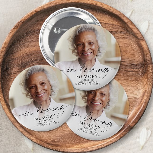 Macaron Rond 5 Cm In Loving Memory Memorial Photo Personalized (Créateur téléchargé)