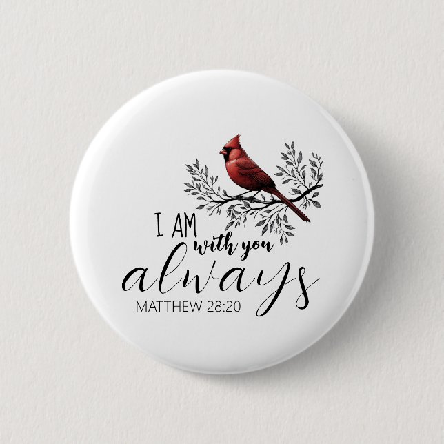 Macaron Rond 5 Cm In Loving Memory: Red Cardinal  (Devant)