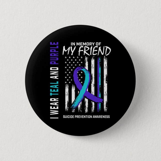 Macaron Rond 5 Cm In Memory Friend Suicide Awareness Prevention Amer (Devant)