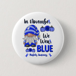 Macaron Rond 5 Cm In November We Wear Blue: Gnome Diabetes Awareness