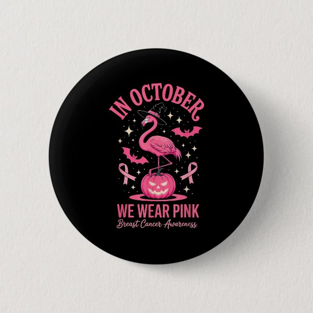 Macaron Rond 5 Cm In October We Wear Nk Flamingo Halloween  (Devant)