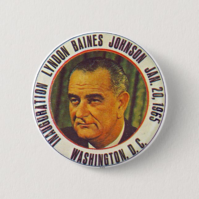 Macaron Rond 5 Cm Inauguration 1965 de LBJ - bouton (Devant)