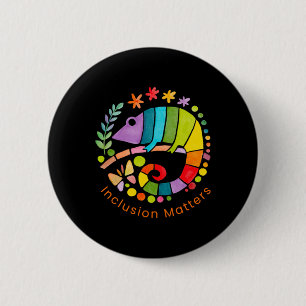 Macaron Rond 5 Cm Inclusion S Arc-En-Ciel Chameleon Et Sticker Merch