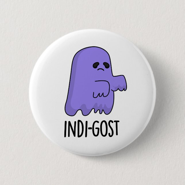 Macaron Rond 5 Cm Indi-gost Funny Halloween Indigo Ghost Pun (Devant)