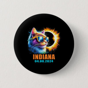 Macaron Rond 5 Cm Indiana Total Solar Eclipse 2024 Cat Solar Eclipse