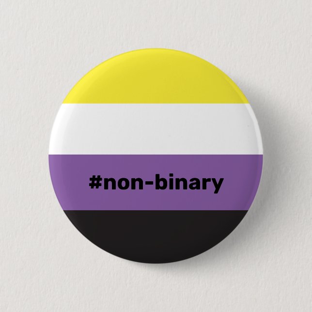 Macaron Rond 5 Cm Indicateur de fierté non binaire LGBTQI+ (Devant)