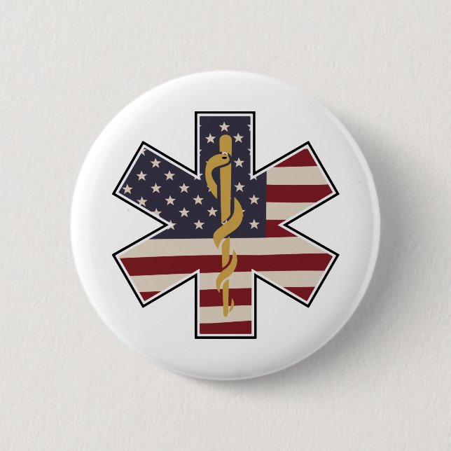 Macaron Rond 5 Cm Indicateur Usa du statut de travailleur Médicale d (Devant)